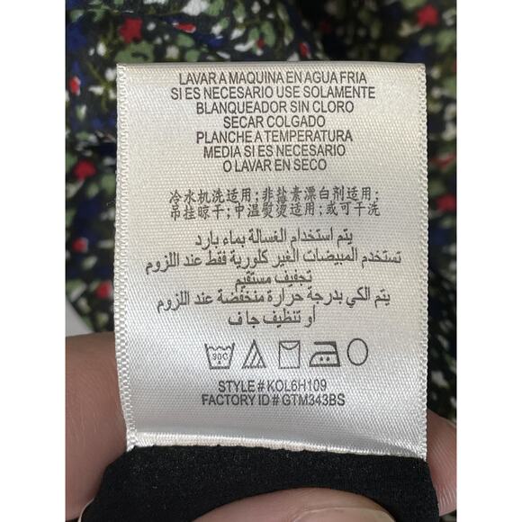 BCBGeneration Dress Womens XS Black Multi Cold Shoulder V-Neck Floral K0L6H109 - Picture 10 of 12